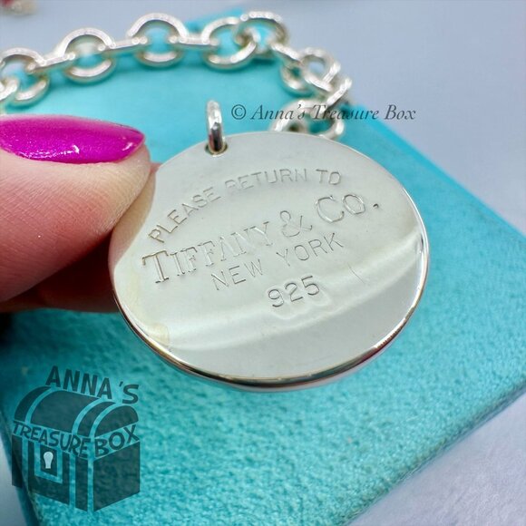 Tiffany & Co. 925 Silver RTT Round Tag 7.5" Bracelet (pouch) - Picture 4 of 8